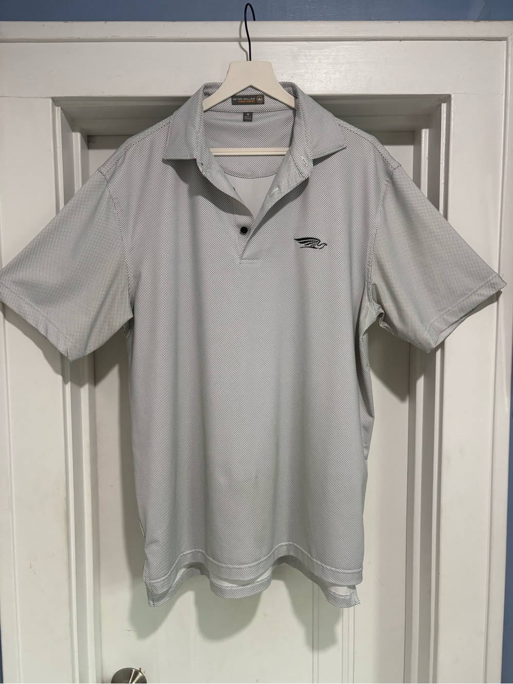 Peter Millar Summer Comfort Performance Polo Shirt Mens Medium White Black Micr